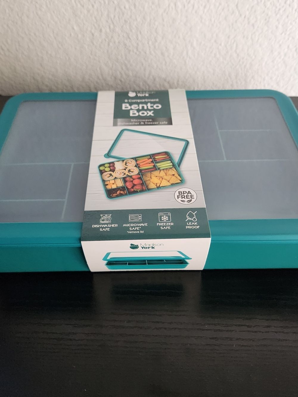 Madison York 8 Compartment Bento Box Container in Teal 12x8x2.6 BPA Free